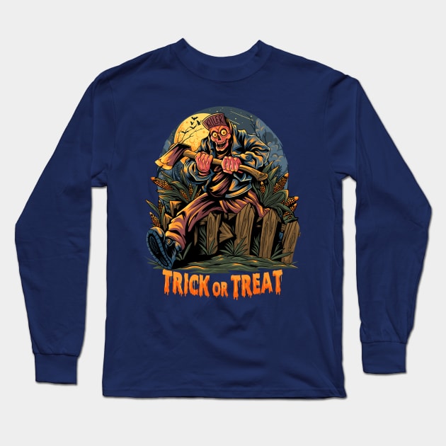 TRICK OR TREAT HALLOWEEN DESIGN Long Sleeve T-Shirt by Mako Design 